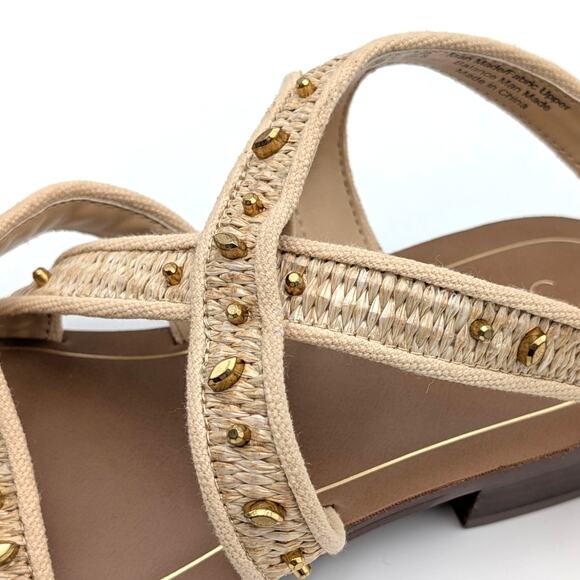 Franco Sarto Ina 2 Toe Loop Ankle Strap Heel Sandal Beige Size US8M EU38.5 - Picture 10 of 11